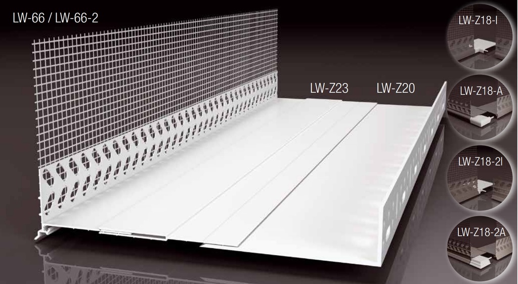 Sokkelprofiel Vario PVC met druiprand en net - 2m - breedte: 180 tot 210mm