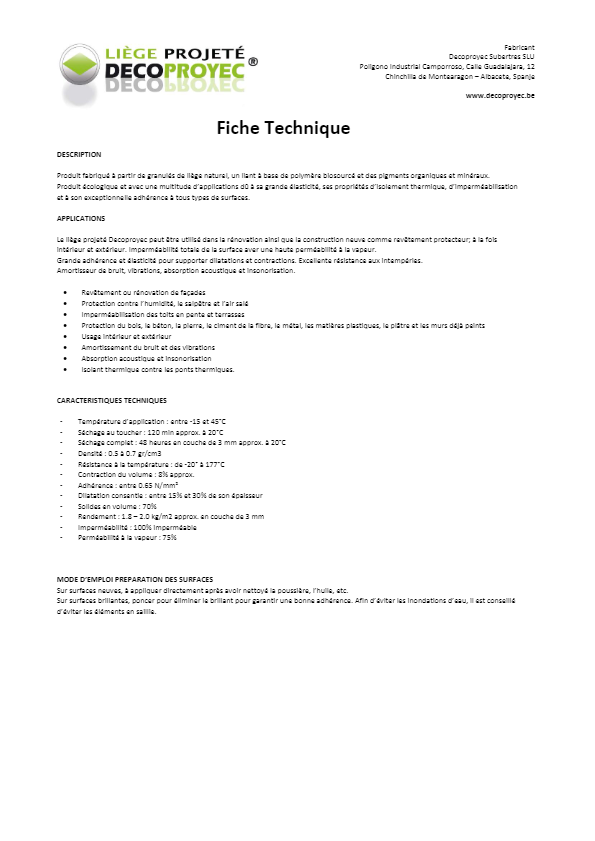 FR - Decoproyec Fiche Technique